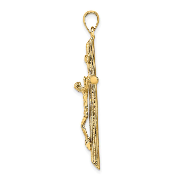 Million Charms 14K Yellow Gold Themed Textured Relgious Crucifix Charm