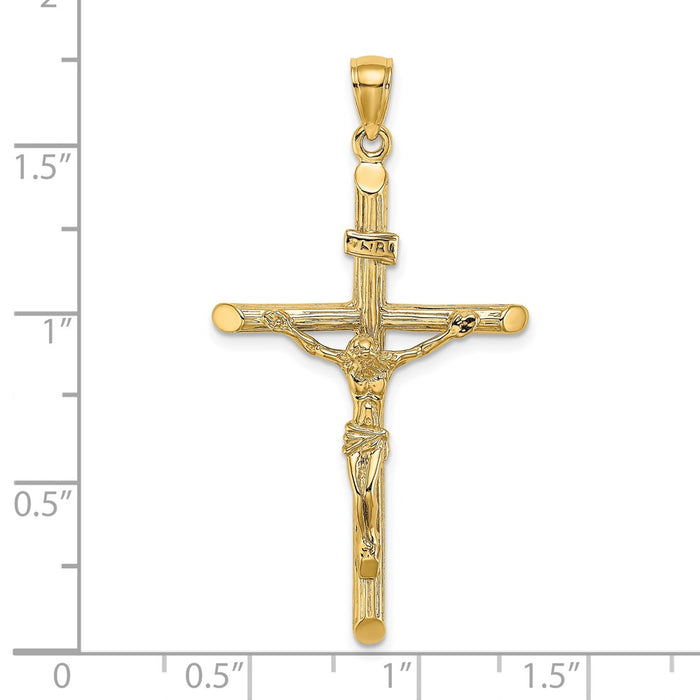 Million Charms 14K Yellow Gold Themed Textured Relgious Crucifix Charm