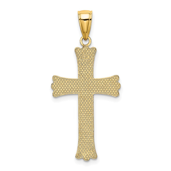 Million Charms 14K Yellow Gold Themed Textured Relgious Cross Charm