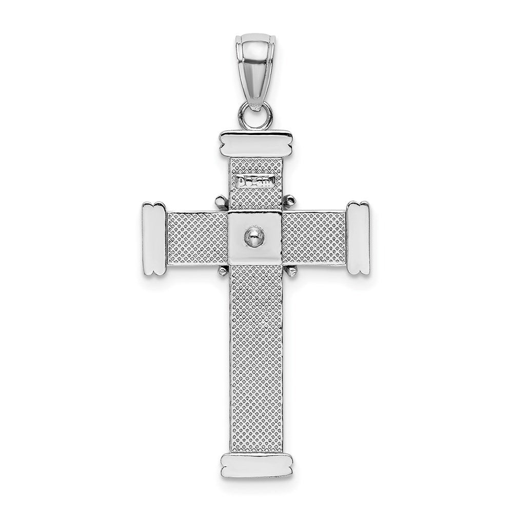 Million Charms 14K White Gold Themed Polished Relgious Cross Pendant