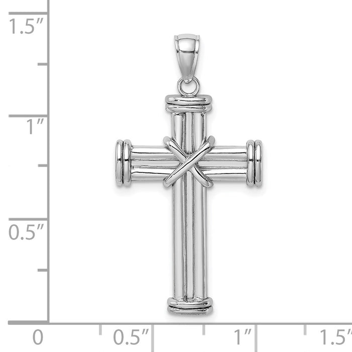 Million Charms 14K White Gold Themed Polished Relgious Cross Pendant