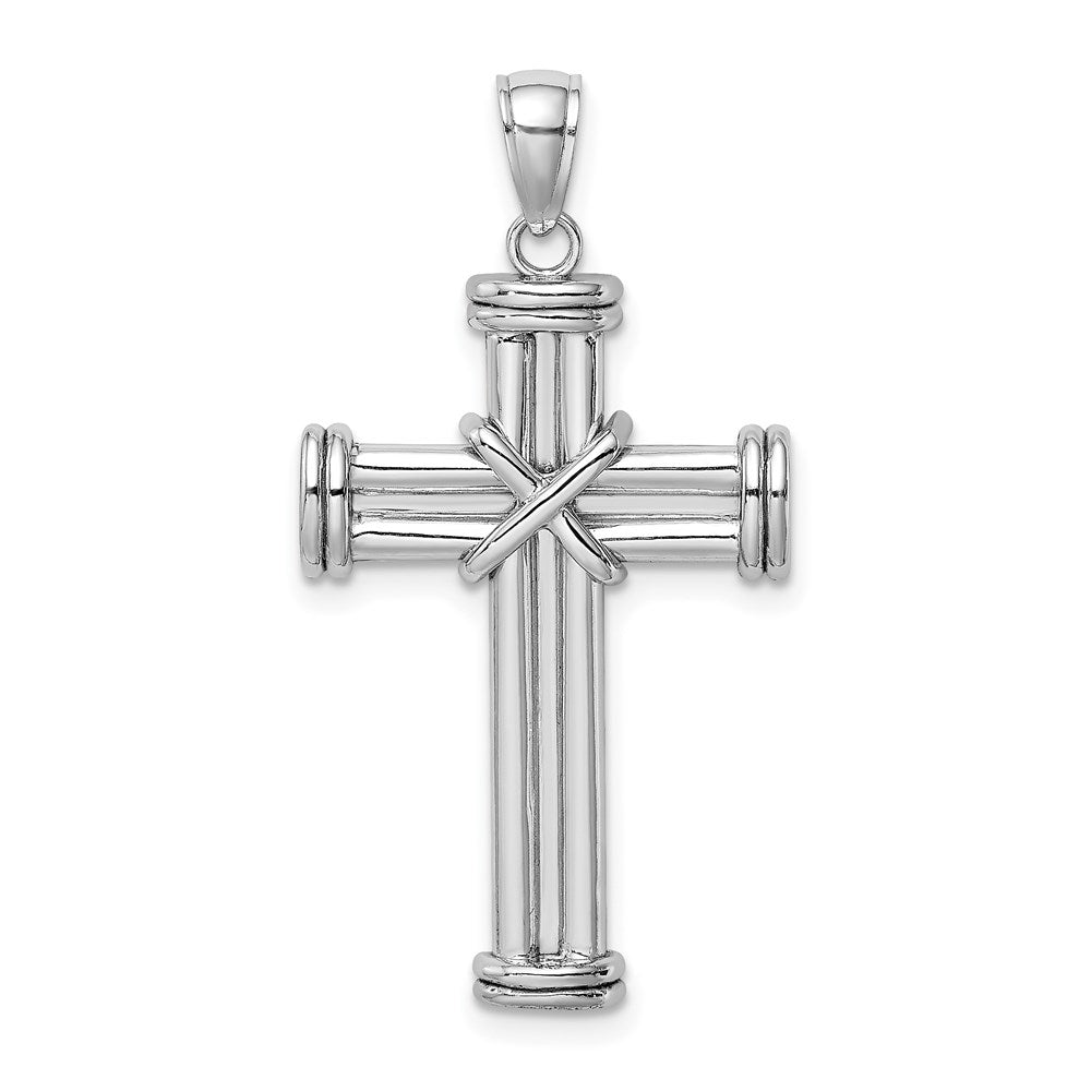 Million Charms 14K White Gold Themed Polished Relgious Cross Pendant