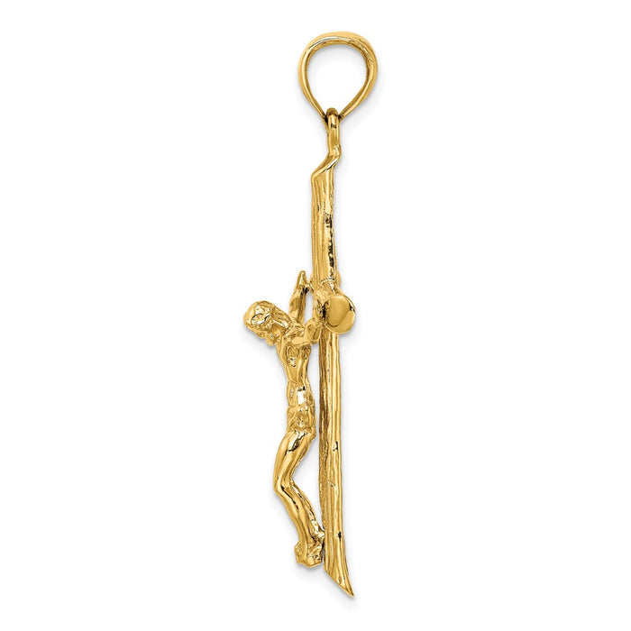 Million Charms 14K Yellow Gold Themed Textured Relgious Crucifix Charm