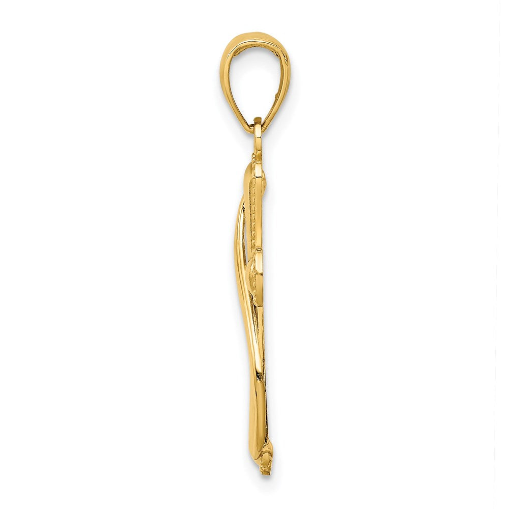 Million Charms 14K Yellow Gold Themed Relgious Cross With Drape Charm