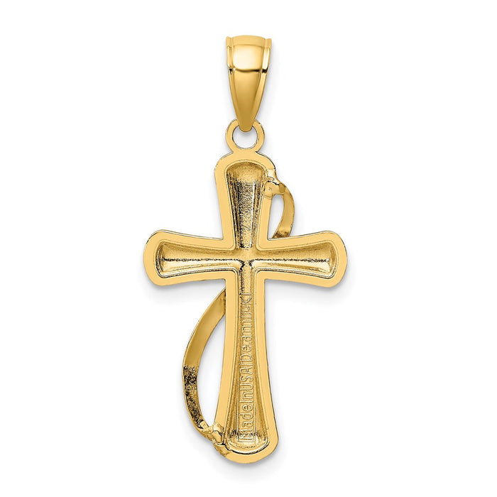 Million Charms 14K Yellow Gold Themed Relgious Cross With Drape Charm