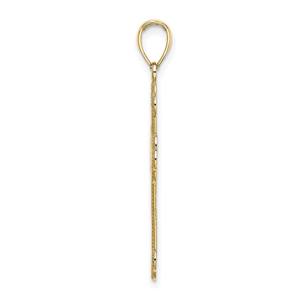 Million Charms 14K Yellow Gold Themed Textured & Beaded Edge Relgious Cross Charm