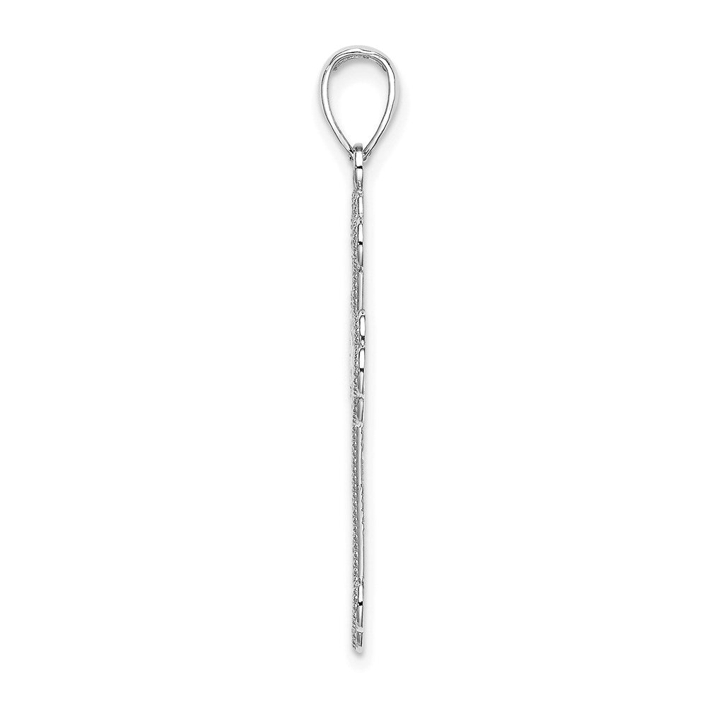 Million Charms 14K White Gold Themed Textured & Beaded Edge Charm