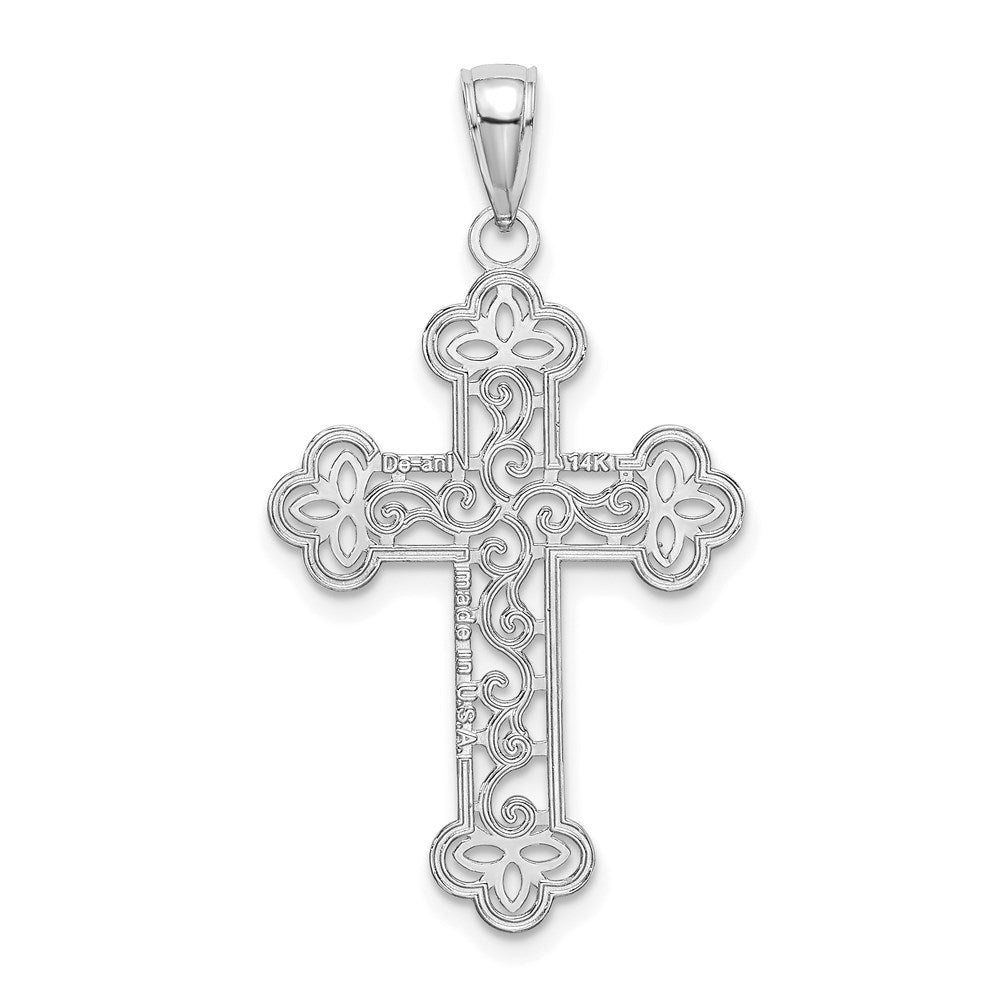Million Charms 14K White Gold Themed Textured & Beaded Edge Charm