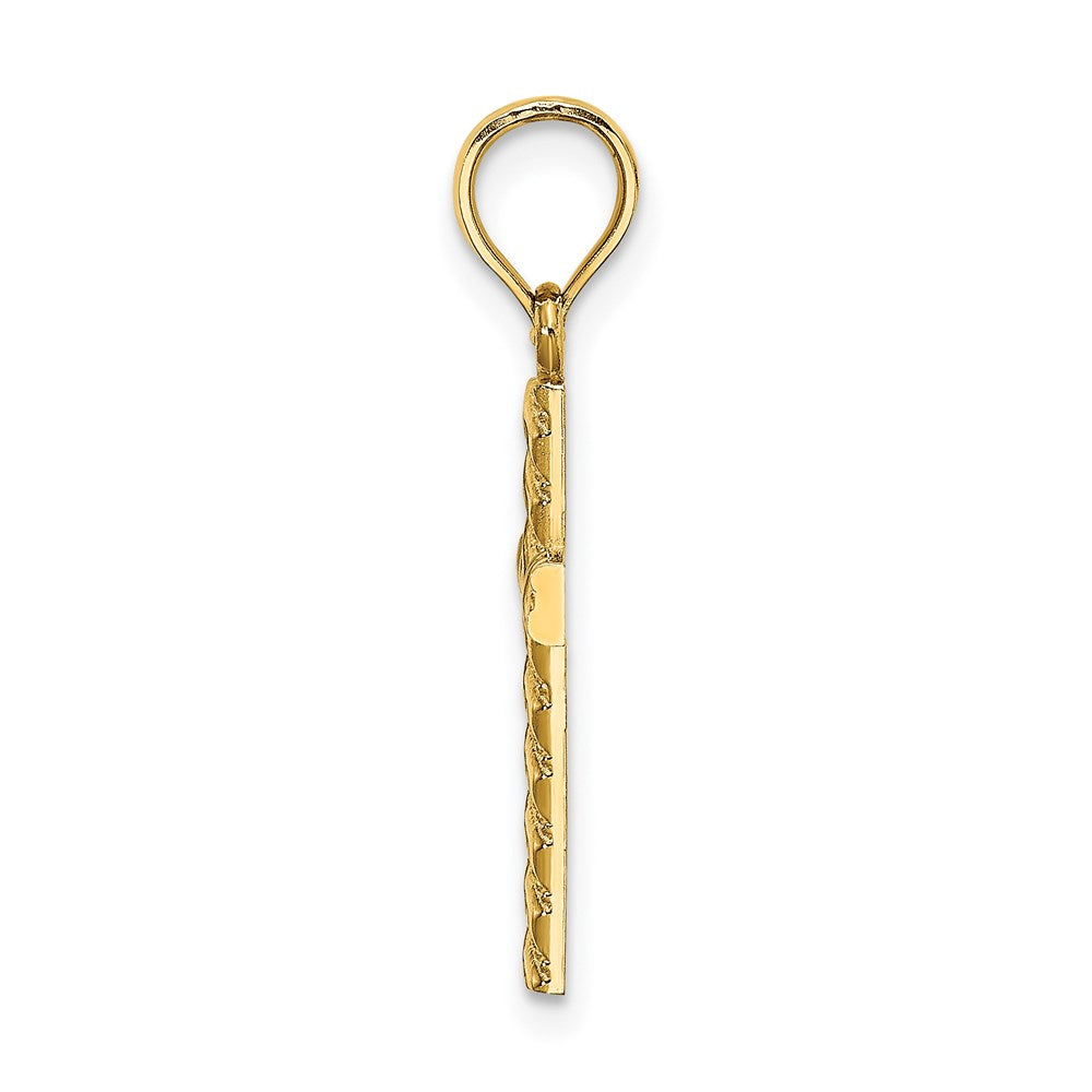 Million Charms 14K Yellow Gold Themed Beaded, Polished Relgious Cross Charm
