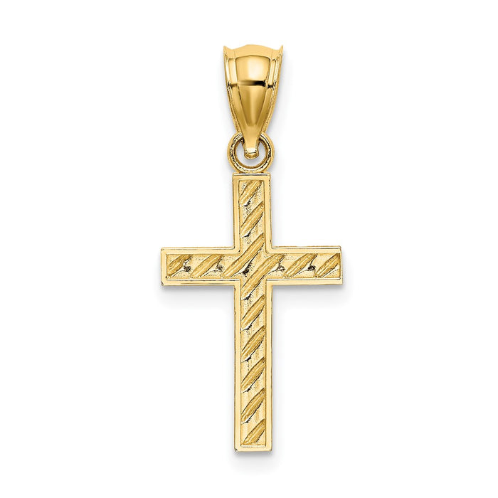 Million Charms 14K Yellow Gold Themed Beaded, Polished Relgious Cross Charm
