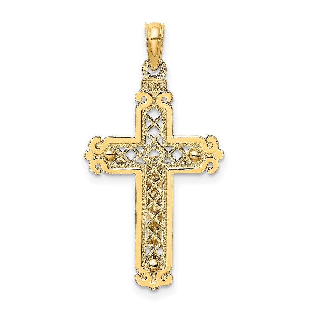 Million Charms 14K Yellow Gold Themed Fancy Relgious Crucifix Charm