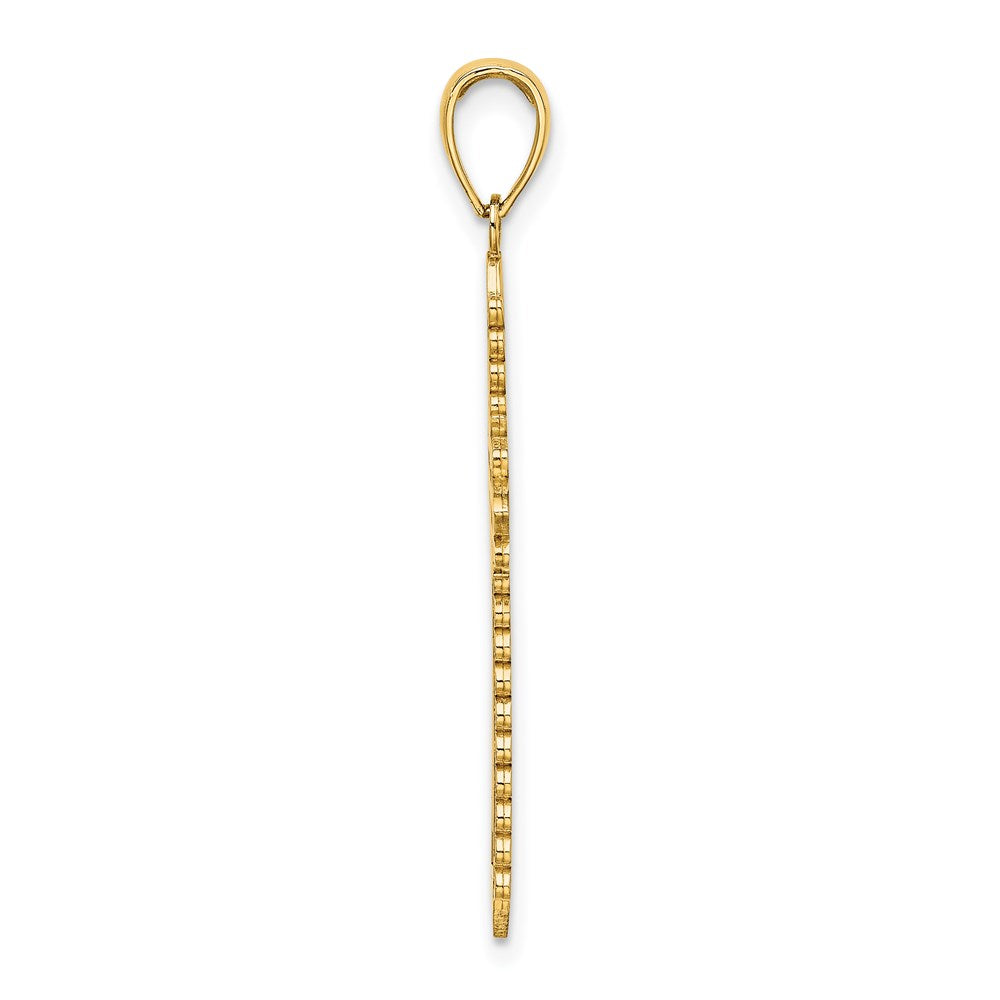 Million Charms 14K Yellow Gold Themed With Lace Border Relgious Cross Charm