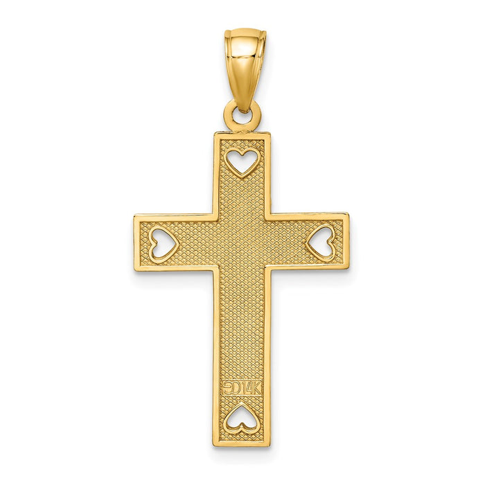 Million Charms 14K Yellow Gold Themed I Love Jesus Relgious Cross With Hearts Charm