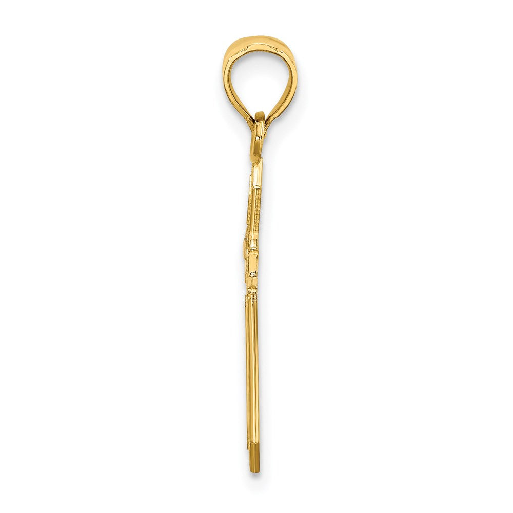 Million Charms 14K Yellow Gold Themed With Engraved Edges Relgious Cross Charm