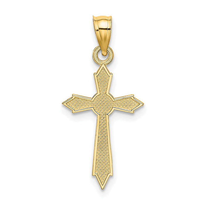 Million Charms 14K Yellow Gold Themed With Engraved Edges Relgious Cross Charm