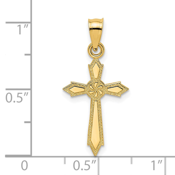 Million Charms 14K Yellow Gold Themed With Engraved Edges Relgious Cross Charm
