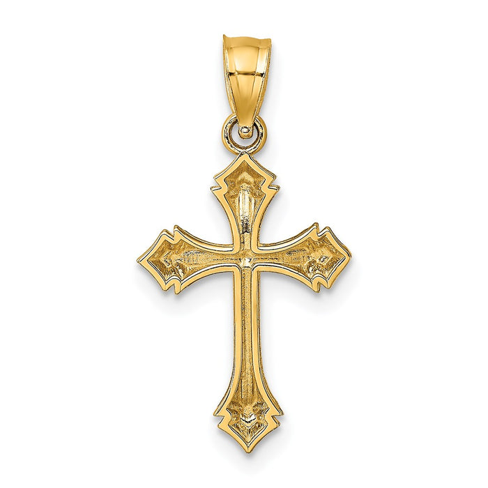 Million Charms 14K Yellow Gold Themed Textured With Arrow Ends Relgious Cross Charm