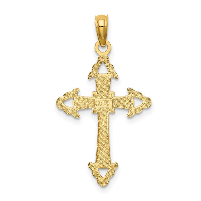 Million Charms 14K Yellow Gold Themed Diamond-Cut With Arrow Relgious Cross Charm