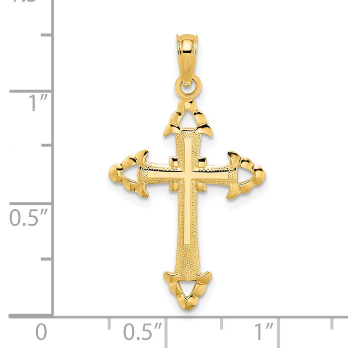 Million Charms 14K Yellow Gold Themed Diamond-Cut With Arrow Relgious Cross Charm