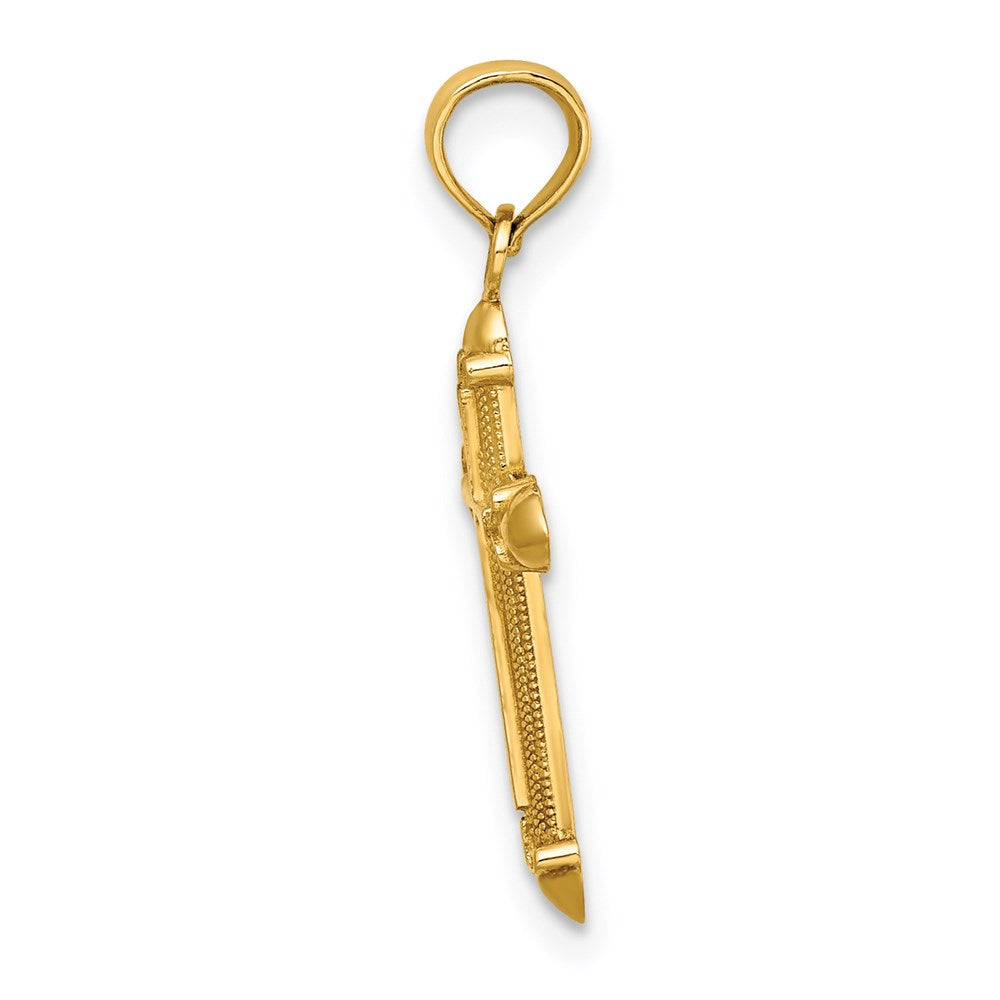 Million Charms 14K Yellow Gold Themed Polished With Scroll Design Relgious Cross Charm