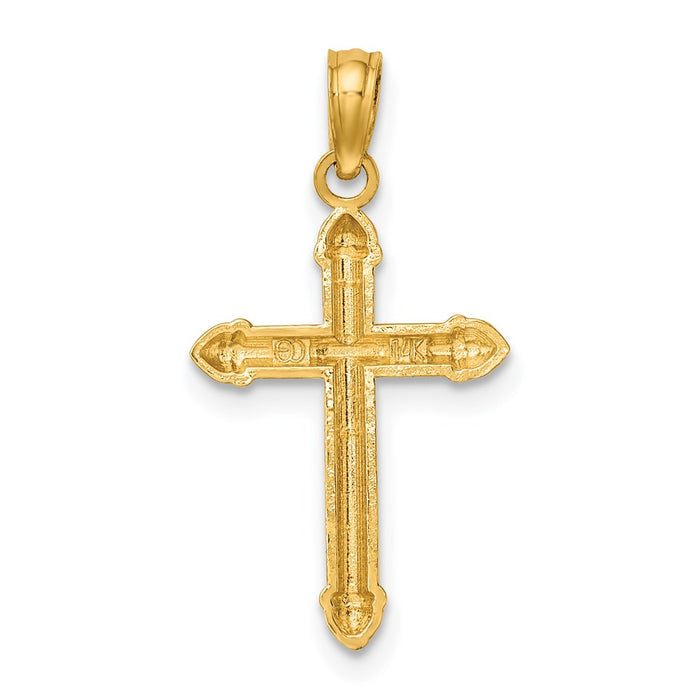 Million Charms 14K Yellow Gold Themed Polished With Scroll Design Relgious Cross Charm