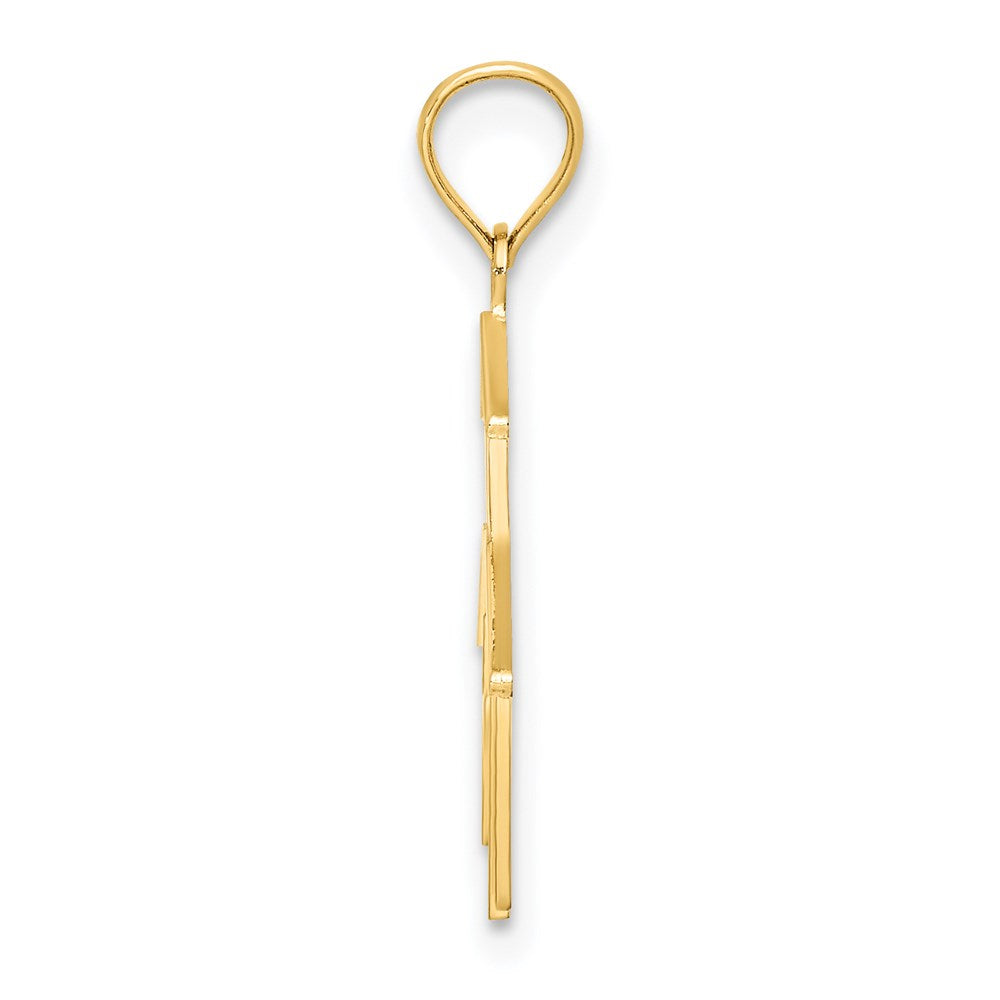 Million Charms 14K Yellow Gold Themed Church With Relgious Cross On Door Charm