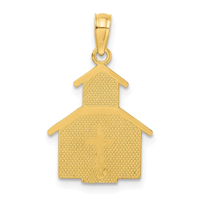 Million Charms 14K Yellow Gold Themed Church With Relgious Cross On Door Charm
