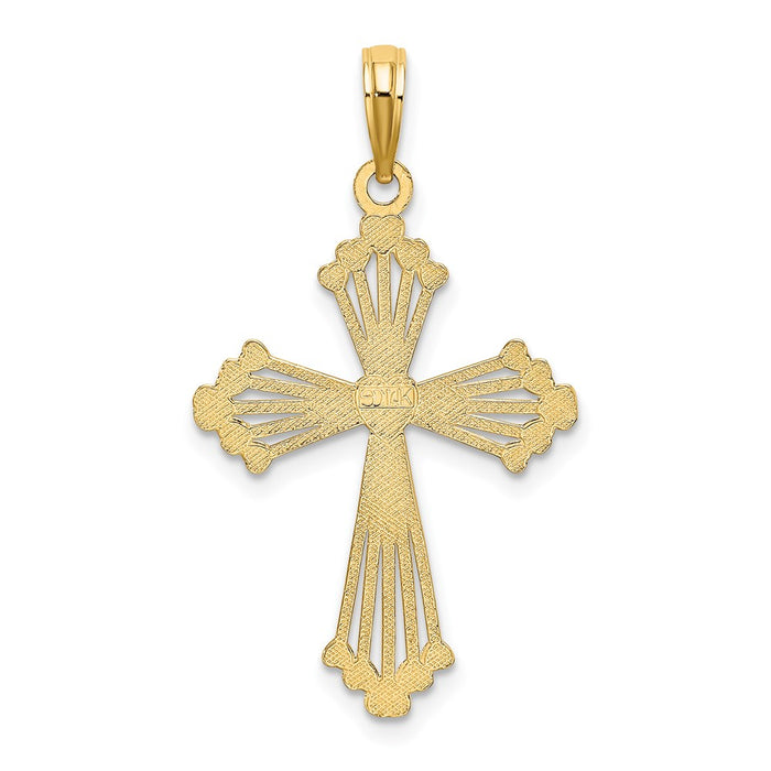 Million Charms 14K Yellow Gold Themed Relgious Cross With Heart Center Charm