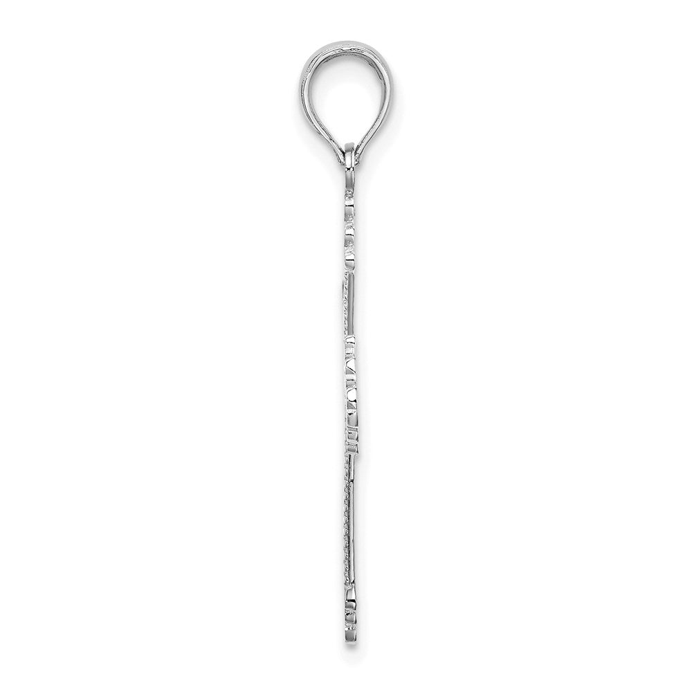 Million Charms 14K White Gold Themed Relgious Cross With Heart Center Charm