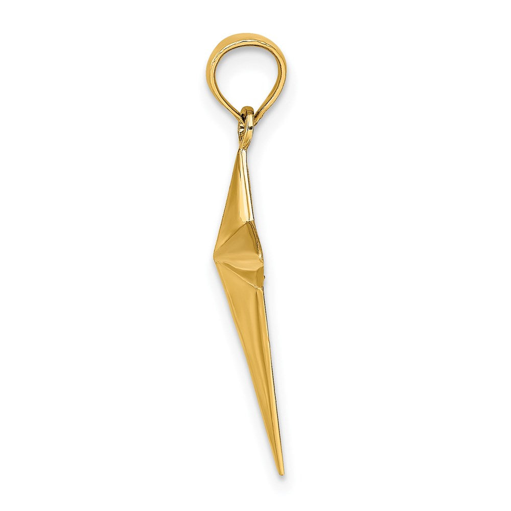 Million Charms 14K Yellow Gold Themed 2-D Polished Triangle Tipped Relgious Cross Charm