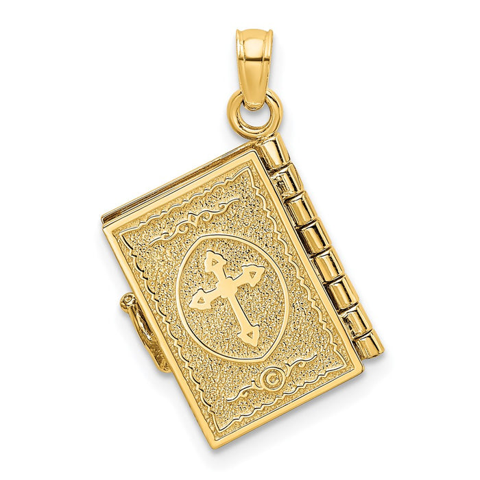 Million Charms 14K Yellow Gold Themed 3-D With Moveable Pages Prayer Of Jabez Book Charm