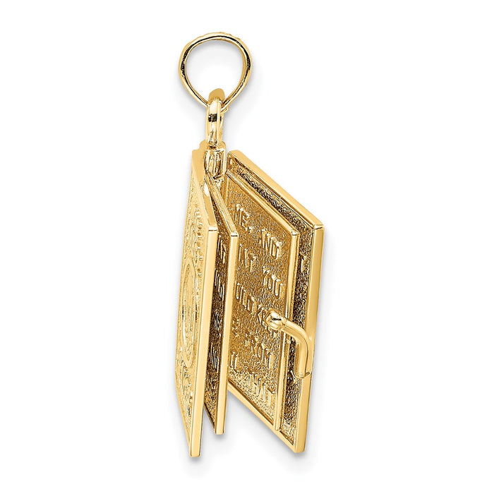 Million Charms 14K Yellow Gold Themed 3-D With Moveable Pages Prayer Of Jabez Book Charm