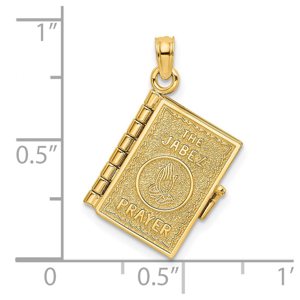Million Charms 14K Yellow Gold Themed 3-D With Moveable Pages Prayer Of Jabez Book Charm