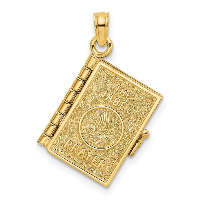 Million Charms 14K Yellow Gold Themed 3-D With Moveable Pages Prayer Of Jabez Book Charm