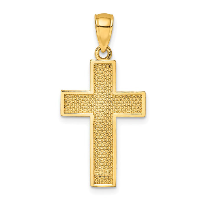 Million Charms 14K Yellow Gold Themed Block Relgious Cross Charm