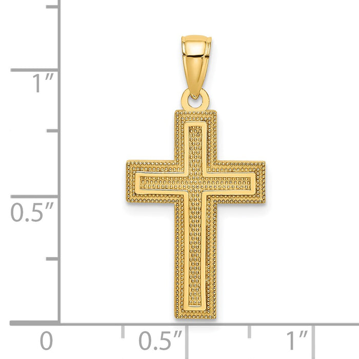 Million Charms 14K Yellow Gold Themed Block Relgious Cross Charm