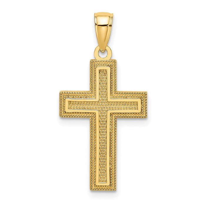 Million Charms 14K Yellow Gold Themed Block Relgious Cross Charm