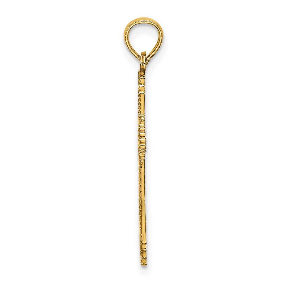 Million Charms 14K Yellow Gold Themed With Pointed Ends Fancy Relgious Cross Charm