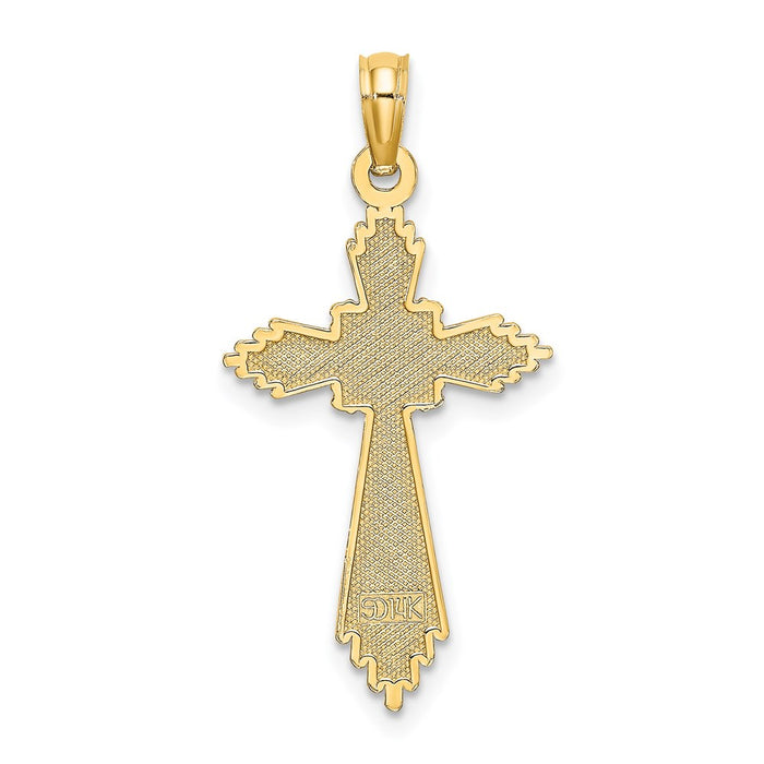 Million Charms 14K Yellow Gold Themed With Pointed Ends Fancy Relgious Cross Charm
