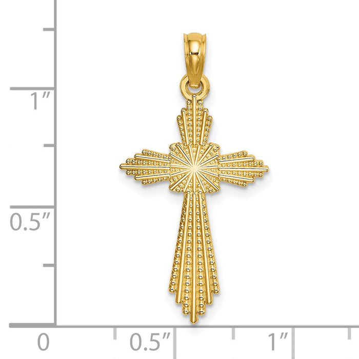 Million Charms 14K Yellow Gold Themed With Pointed Ends Fancy Relgious Cross Charm