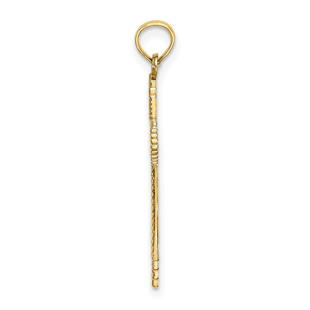 Million Charms 14K Yellow Gold Themed Fancy Diamond-Cut Relgious Cross Charm