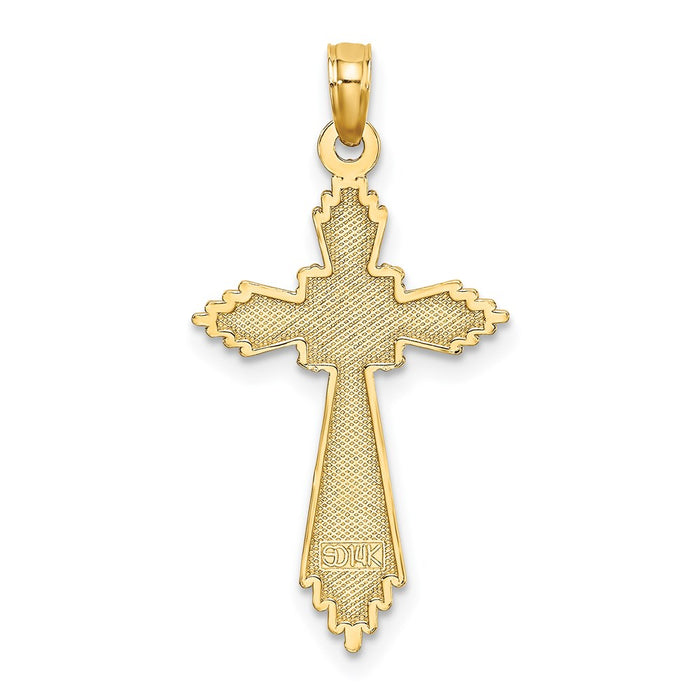 Million Charms 14K Yellow Gold Themed Fancy Diamond-Cut Relgious Cross Charm