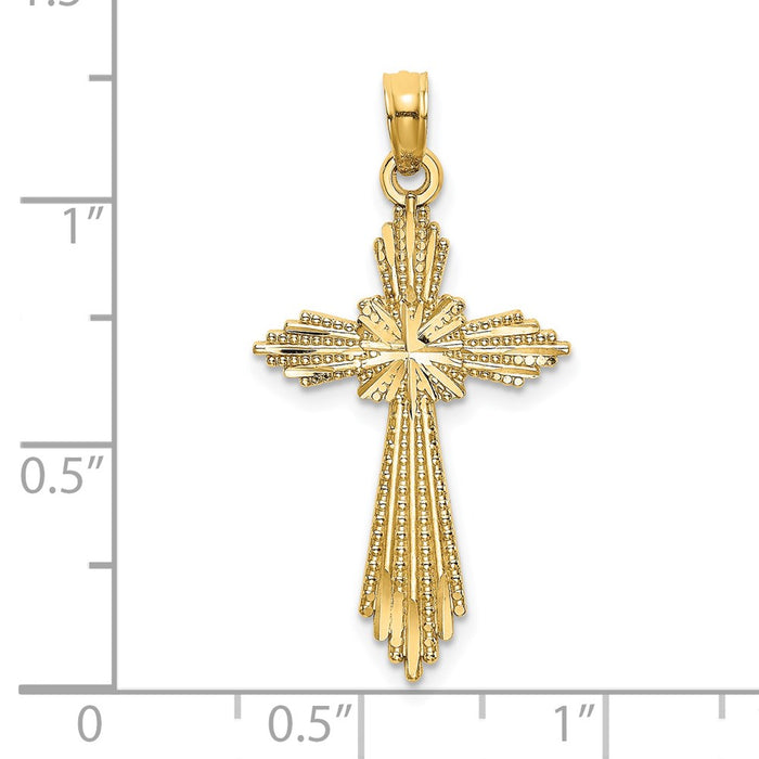 Million Charms 14K Yellow Gold Themed Fancy Diamond-Cut Relgious Cross Charm