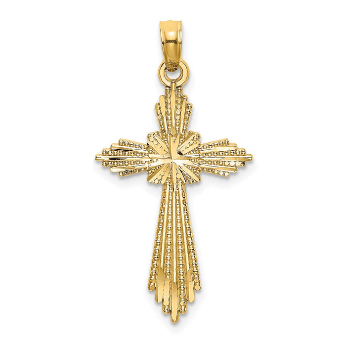 Million Charms 14K Yellow Gold Themed Fancy Diamond-Cut Relgious Cross Charm