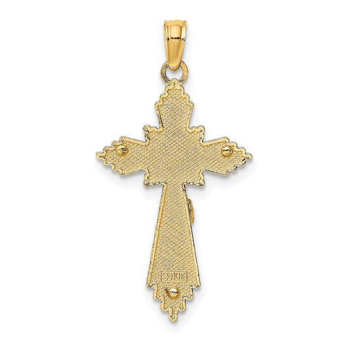 Million Charms 14K Yellow Gold Themed Diamond-Cut Relgious Crucifix Charm