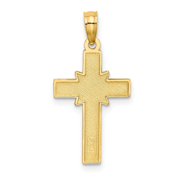 Million Charms 14K Yellow Gold Themed Diamond-Cut Etched Relgious Cross Charm
