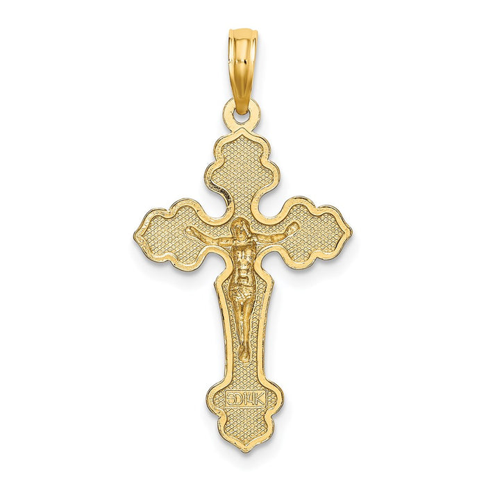 Million Charms 14K Yellow Gold Themed Relgious Crucifix With Fancy Tips Charm