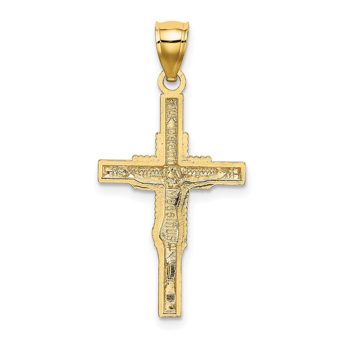 Million Charms 14K Yellow Gold Themed Beaded Accent With Relgious Cross Behind Relgious Crucifix Charm