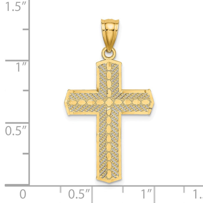 Million Charms 14K Yellow Gold Themed Beaded Relgious Cross Charm