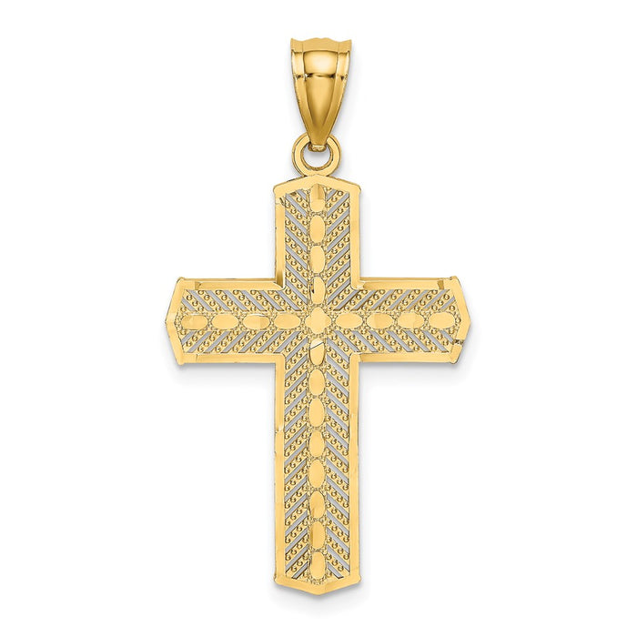 Million Charms 14K Yellow Gold Themed Beaded Relgious Cross Charm